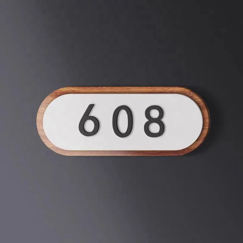 Custom No MOQ Office Door Sign Adhesive Acrylic Door Sign Apartment Hotel Number Plaque House Number Plate