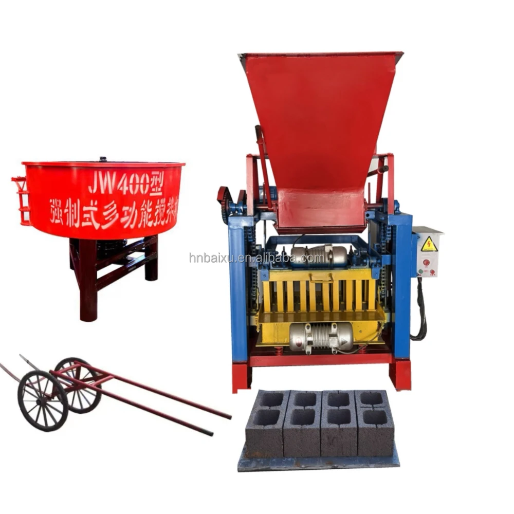 hot sale semi automatic cement solid hollow paving block brick making machine with hopper