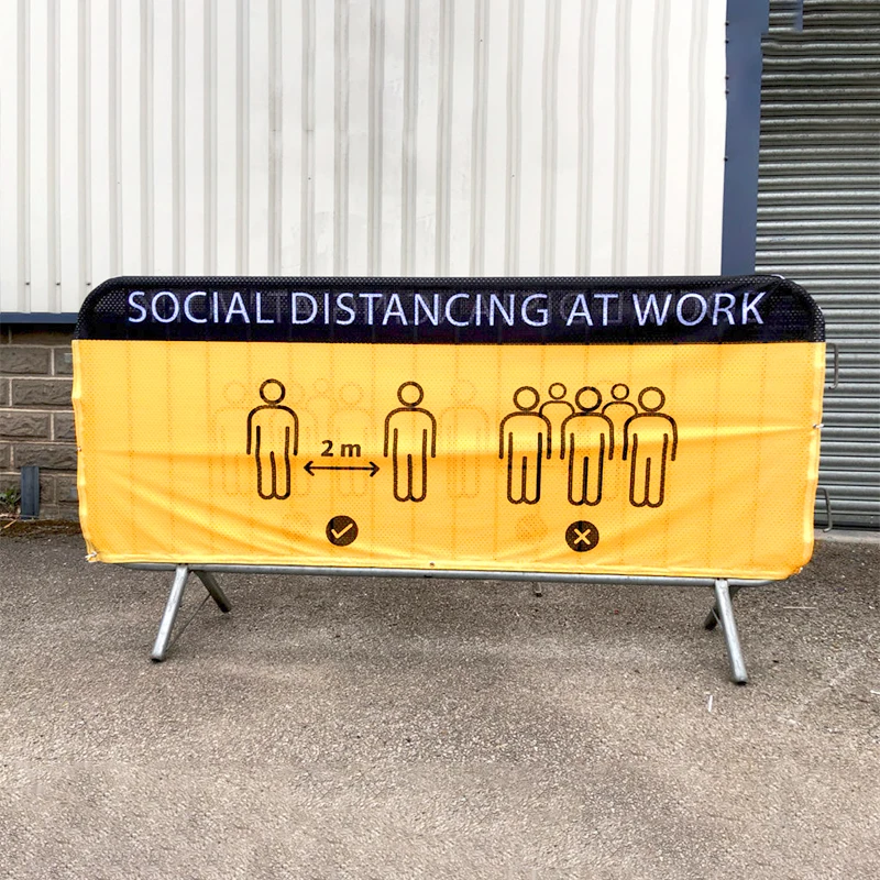 Custom Road Fence Covers Sports Event Fence Mesh Covers Barricade Covers Street Crowd Control Fabric Banner Factory Outlet