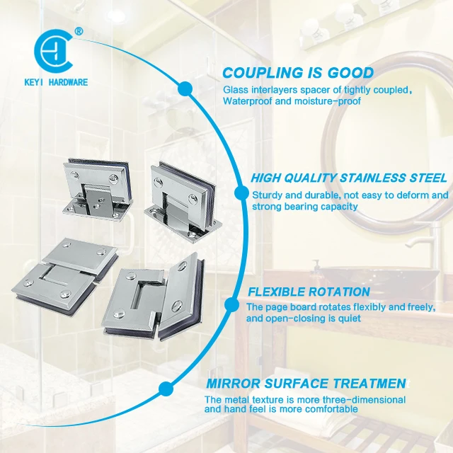 KB-90J Factory Supply 90 Degree Bathroom Glass Door Pivoted Hinge