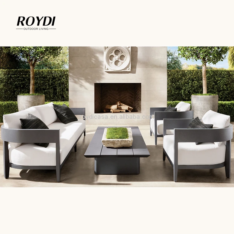 Roydi Garden Outdoor Furniture Modern Style Three Seater Sofa Patio Hotel Furniture Aluminum 3 Seater Sofa