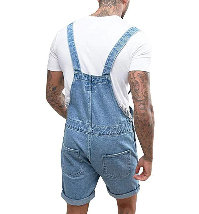 WSU-002 Vintage blue denim dungarees for men denim jumpsuit short jeans overalls for workwear