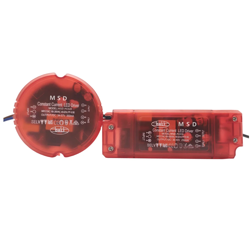 MSD New Designed Dali Dimmable Constant Voltage Red Round Shape 20W 24V led driver for Led Lamp