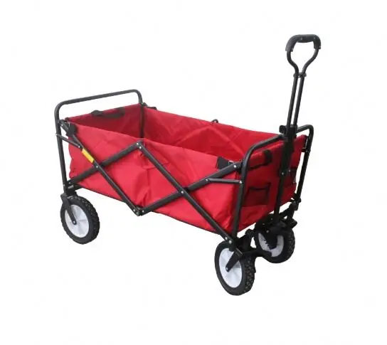 Utility Folding Wagon Beach Hand Cart Garden Four Wheel Collapsible Shopping Trolley FW80