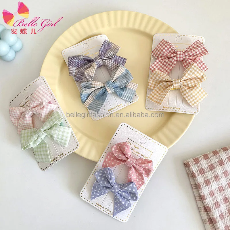 Новинка 2021, корейская мода, Заводские заколки для волос с бантом, аксессуары для девочек, детские симпатичные заколки для волос в клетку с изображением утки, купюр