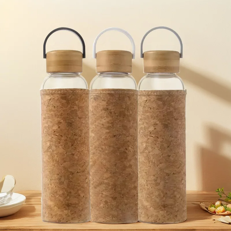 Прозрачная бутылка для воды из боросиликатного стекла с бамбуковой крышкой 16 унций 550 мл 700 1 л