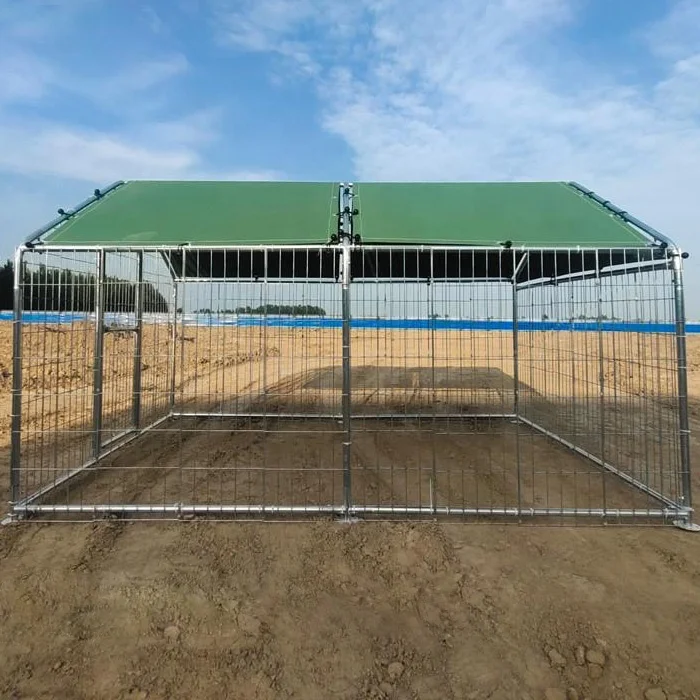 3.8mm wire mesh Large outdoor  dog cages /Dog Pen Playpen Dog Kennel house/ steel dog fence with roof& Secure Lock