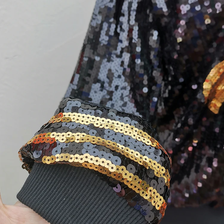 YIZHIQIU Pre sale fashion saint New Orleans bomber sequin jackets women clothing