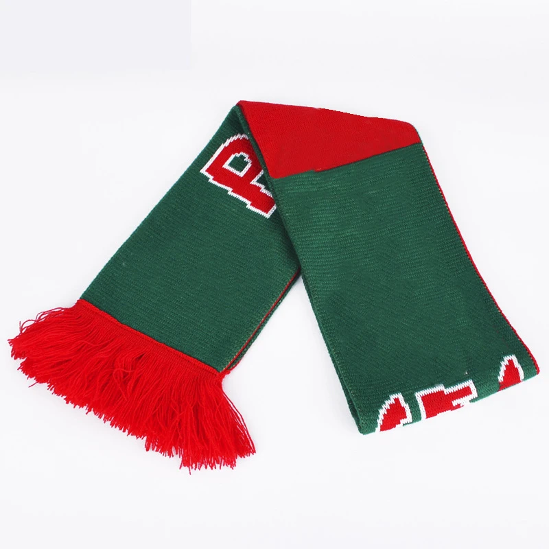 Cheap Acrylic Soccer Club Scarf Jacquard Logo Knit Football Scarves Scarf Custom