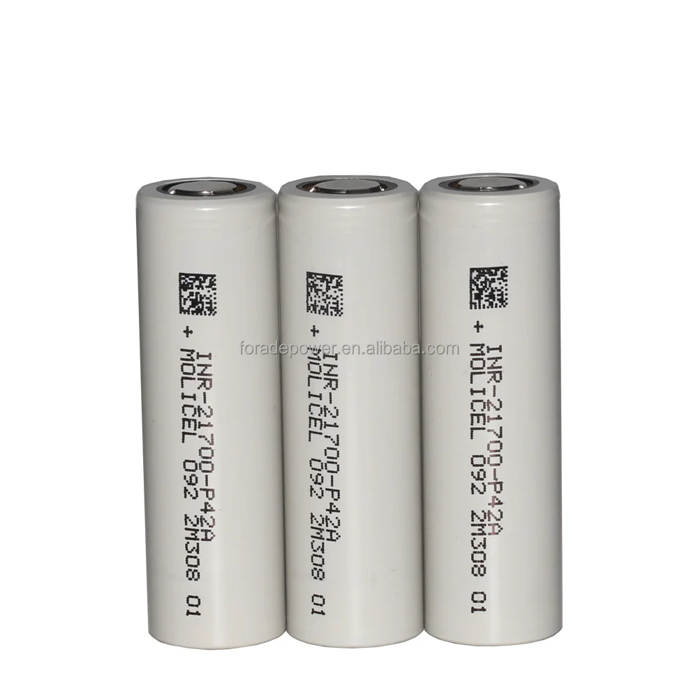 Подлинный 3,6 V Molicel 21700 P42A 4200mAh Макс 45A разряд поддержка-40 градусов Цельсия низкотемпературный разряд