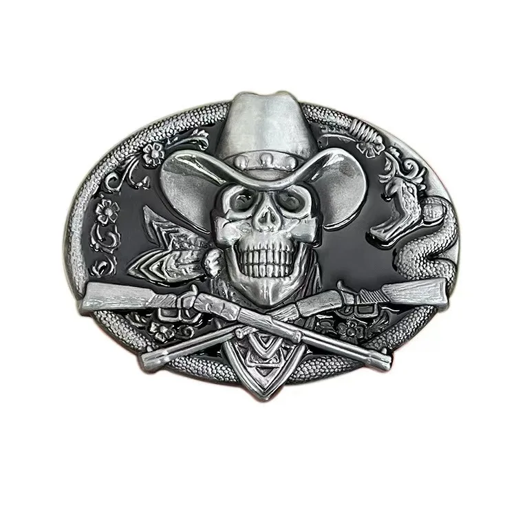 Factory Price Western Cowboy Metal Belt Buckles Skull Knife Leather Belts Buckle For Men