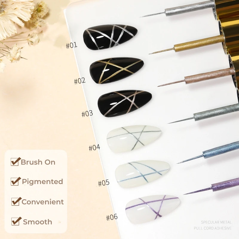 Mybeautynails Оптовая Продажа металлический вкладыш гели краски 6 видов цветов гель для ногтей Nail Art Светоотражающие хром