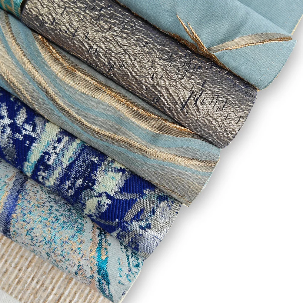 Luxury Jacquard Embroidered Curtain Fabric Best Blackout Fire Retardant Plain Yarn Dyed Living Room Sun Block Wholesale China