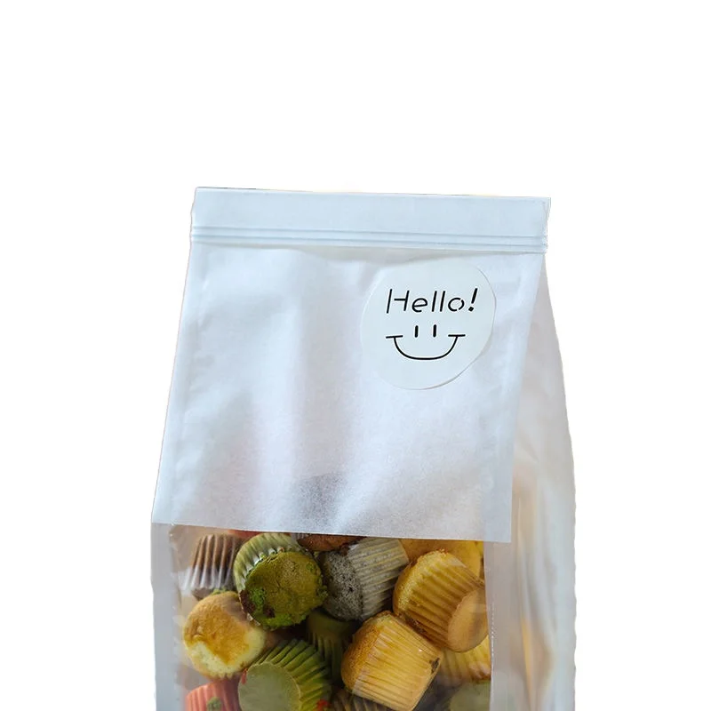 Custom white Kraft paper bread roll packing bag Baguette paper bag flat bottom packaging bag for sandwich