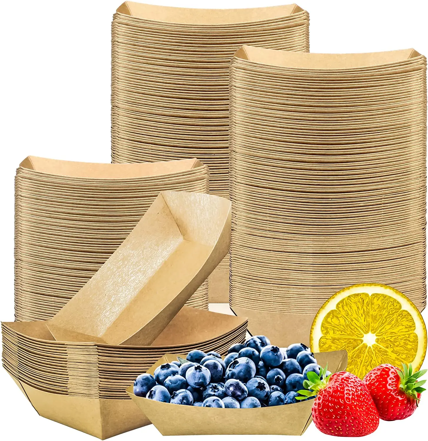 Chinese manufacturer custom logo printed disposable paper container food tray takeaway kraft paper boat box