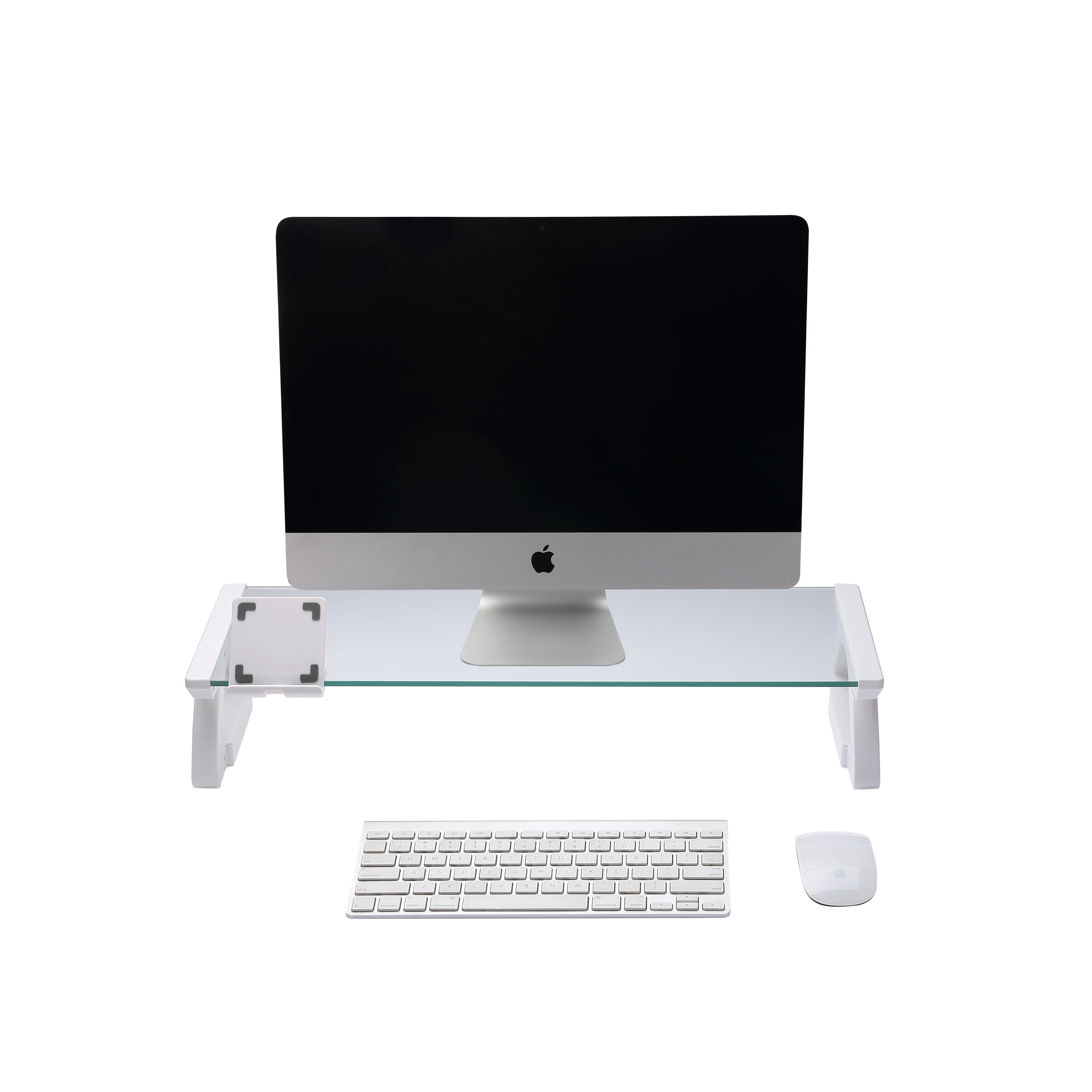 Tempered Glass Smart Computer Monitor and Laptop Riser Stand with Phone Holder with USB Hub