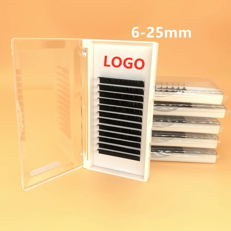 Factory Supplies Eyelashes Individual Extension Manufacturer 6-25mm Custom Logo Faux Mink Lash Extensions