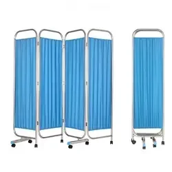 High Quality Modern Style Hospital Ward Screen Stainless Steel Base Furniture with Wheels Divides Clinic Rooms and Beds