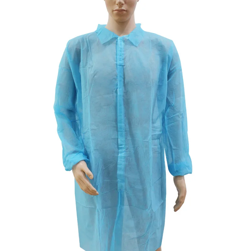 
PP Non Woven Disposable Isolation Gown Visitor Hospital Uniform Lab Coat 