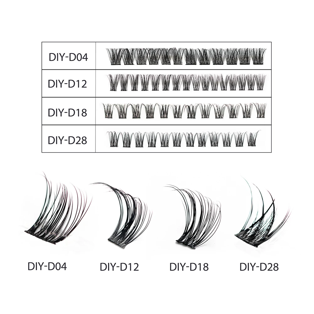 unimore customizable diy eyelash extention segment cluster lashes kit wispy individual diy lash extension kit
