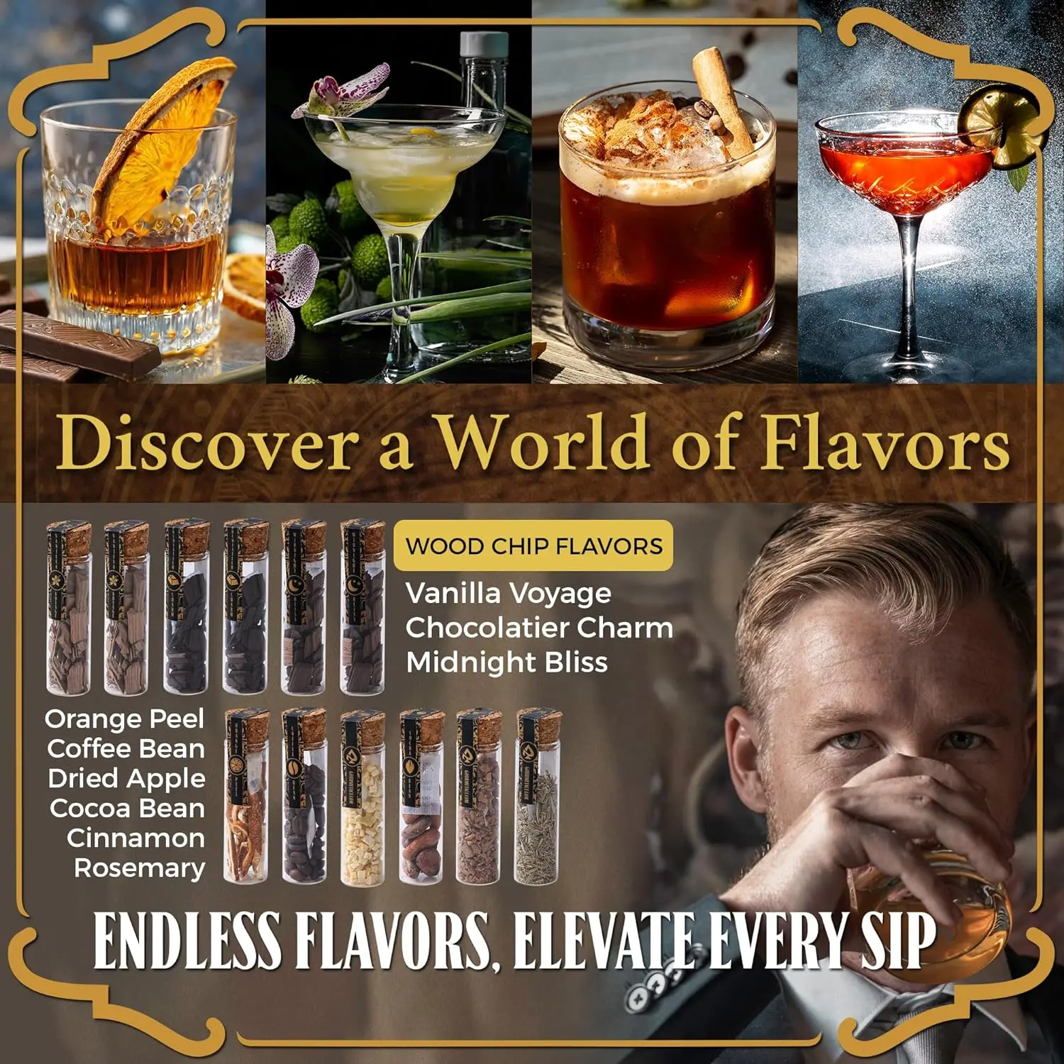 Whiskey Infusion Kit DIY Craft Your Own Whiskey Flavors with 12 Ingredients and Recipe Guide Whisky and Bourbon Infusion