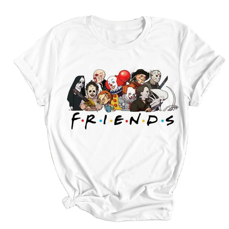 2020 Halloween Horror Movie Character Print Ladies Short Sleeve