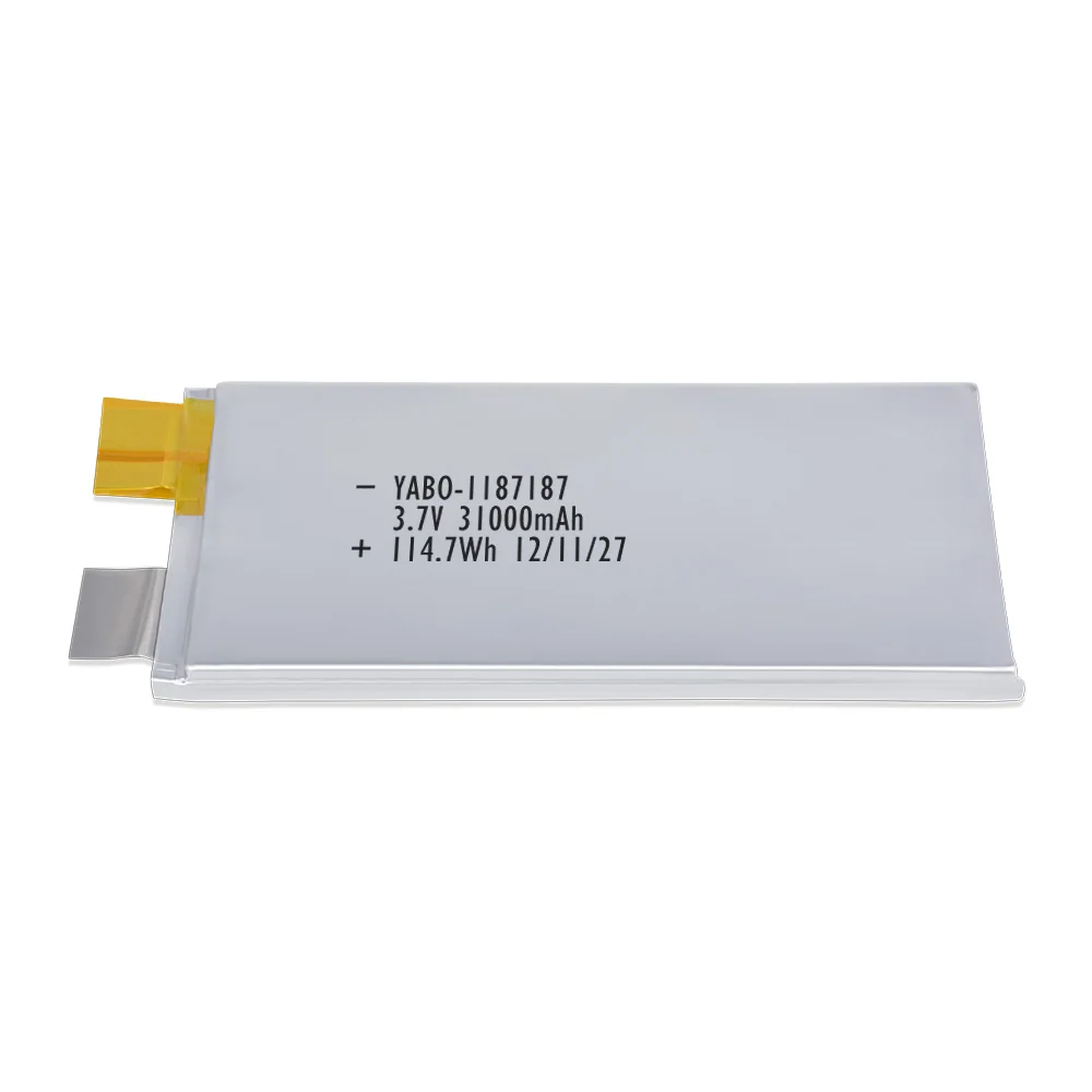 Wholesale Guangdong High Capacity Rechargeable 31000Mah  3.7V 1187187 Li-ion Lithium  Polymer 3C Solid-State Lipo Batteries