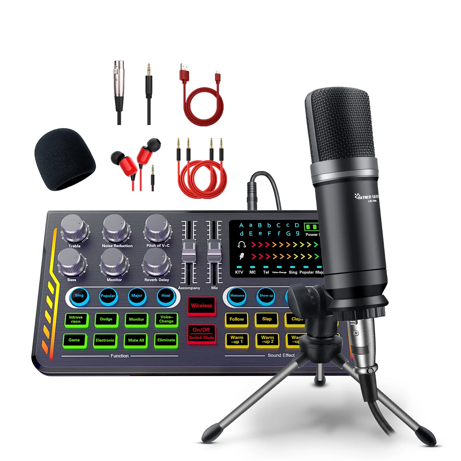 USB цифровой Аудио Микшер конденсаторный Студийный микрофон с аудио интерфейсом и наушниками для прямой трансляции