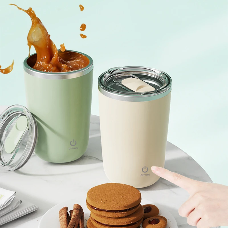 350ml Self Stirring Mug Rechargeable Auto Magnetic Coffee Mug with Stir Bar Electric Stainless Steel Self Mixing Coffee Cup