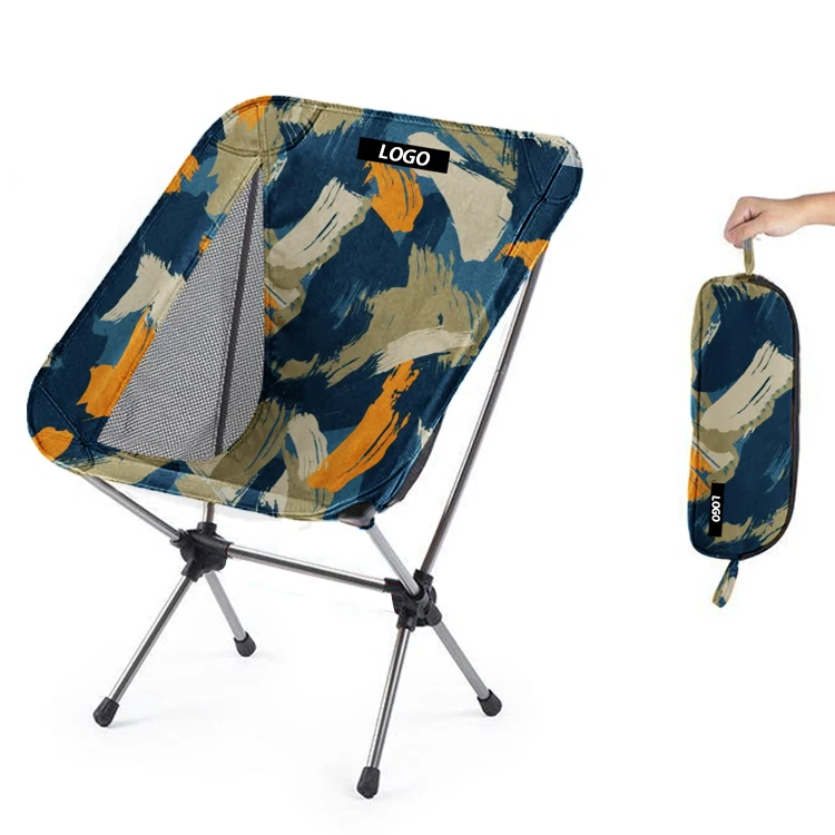 Custom portable lightweight 150kgs folding foldable Aluminum 7075 moon camping chair for hiking