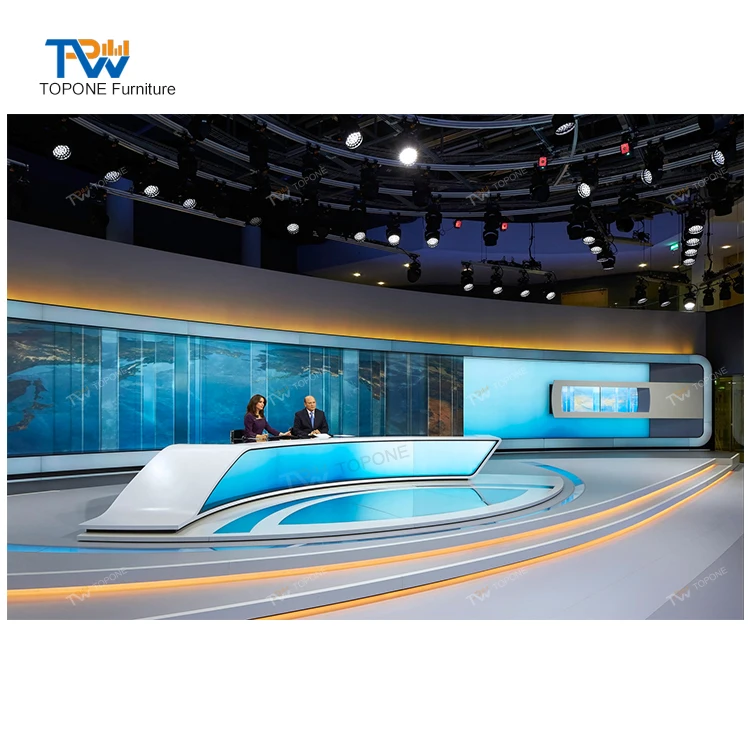 Роскошная Современная вещательная станция, стол для новостей, радио, ТВ студия, оборудование для прямой трансляции