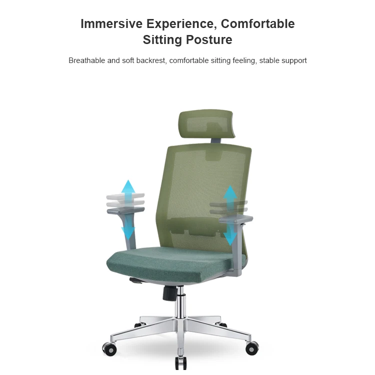 2021 Most Popular 350 Aluminum Alloy High Gold Feet Luxury Executive Swivel Mesh Office Chair