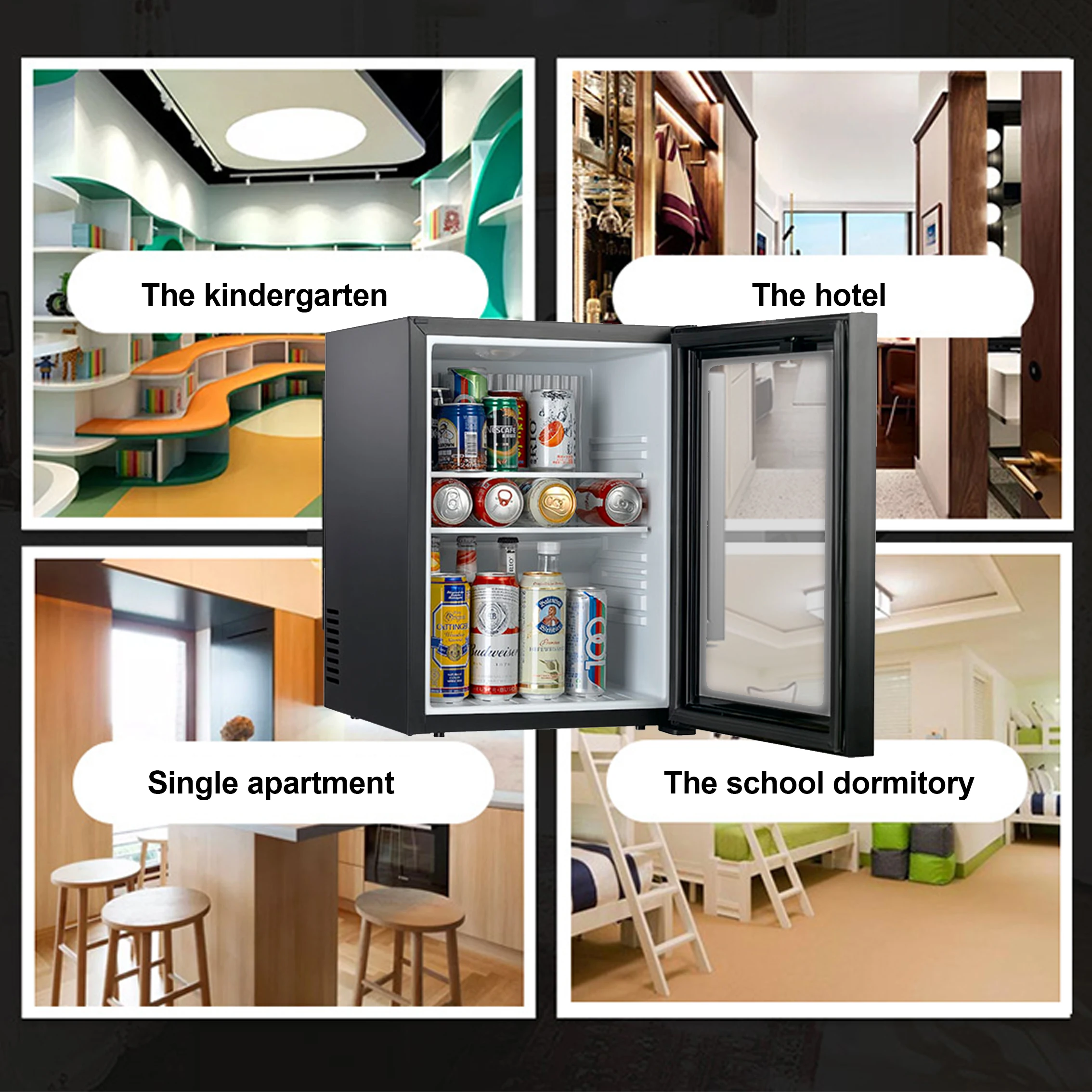 40L No Noise mini compact refrigerator domestic small refrigerator with glass door