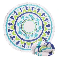 Bindi Ethnic Style Round Beach Mat, Picnic And Rug Beach Blanket Outdoor