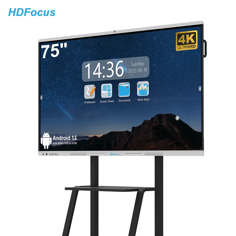75 Inch Smartboards Electronic 4k Display Classroom Teaching Panel 20 Points Multitouch Smart Interactive Board