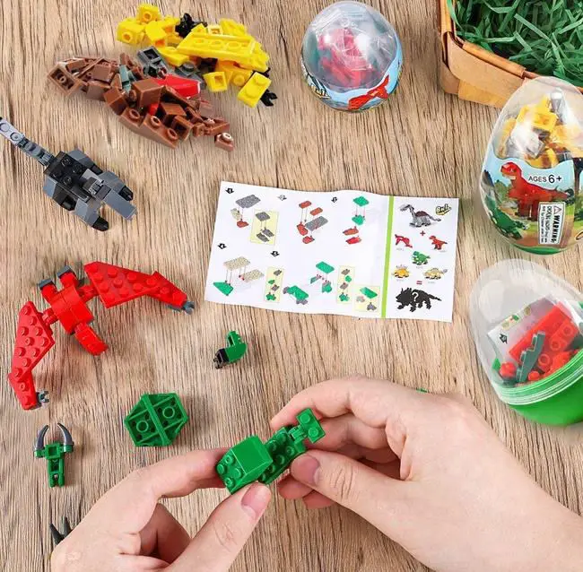 6 Types Building Block Dinosaur Egg Capsule 6in1 DIY Assemble Toys Kit Animal Model Surprise Egg Education Fun for Kids