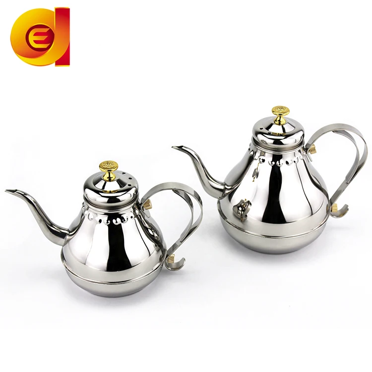 Wholesale China 201 stainless steel  tea pot with stainless steel lid small  mouth palace kettle
