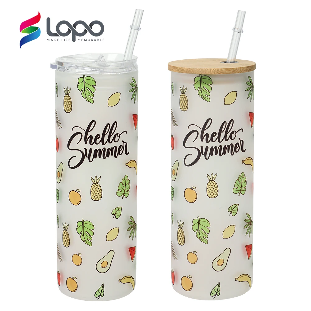 Сублимационная пустая матовая стеклянная кружка с бамбуковой крышкой, 25 унций