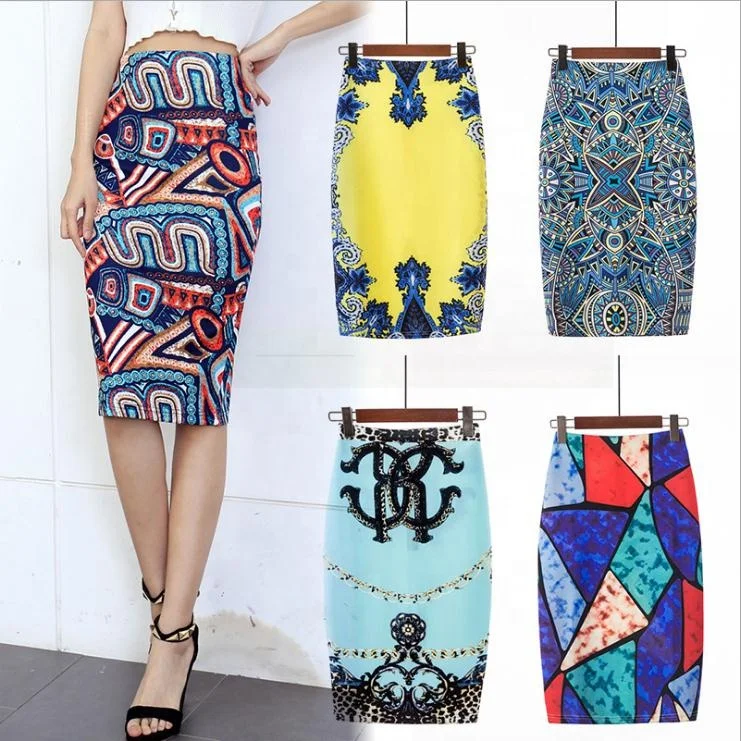 Оптовая продажа, облегающая юбка с Африканским принтом, Женская официальная юбка, юбки для офиса