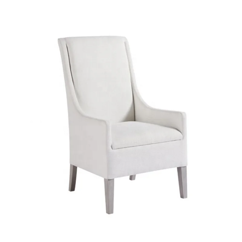 
Graceful Luxury Modern White High Back Fabric Dining Chair with Solid Wood Legs 