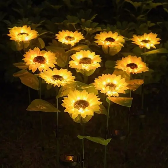 High Quality Waterproof Solar Sunflowers Outdoor Garden Lights for Lawn Yard, Backyard Patio Pathway Decoration