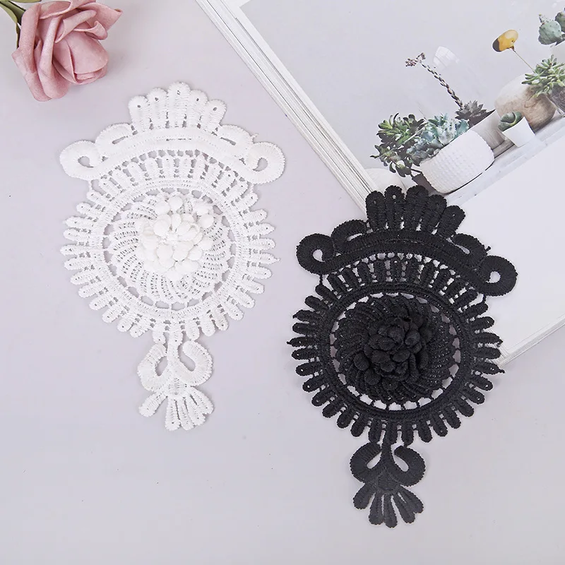 Custom flower Shape accessories Applique guipure Lace Fabric Pair Patch For DIY