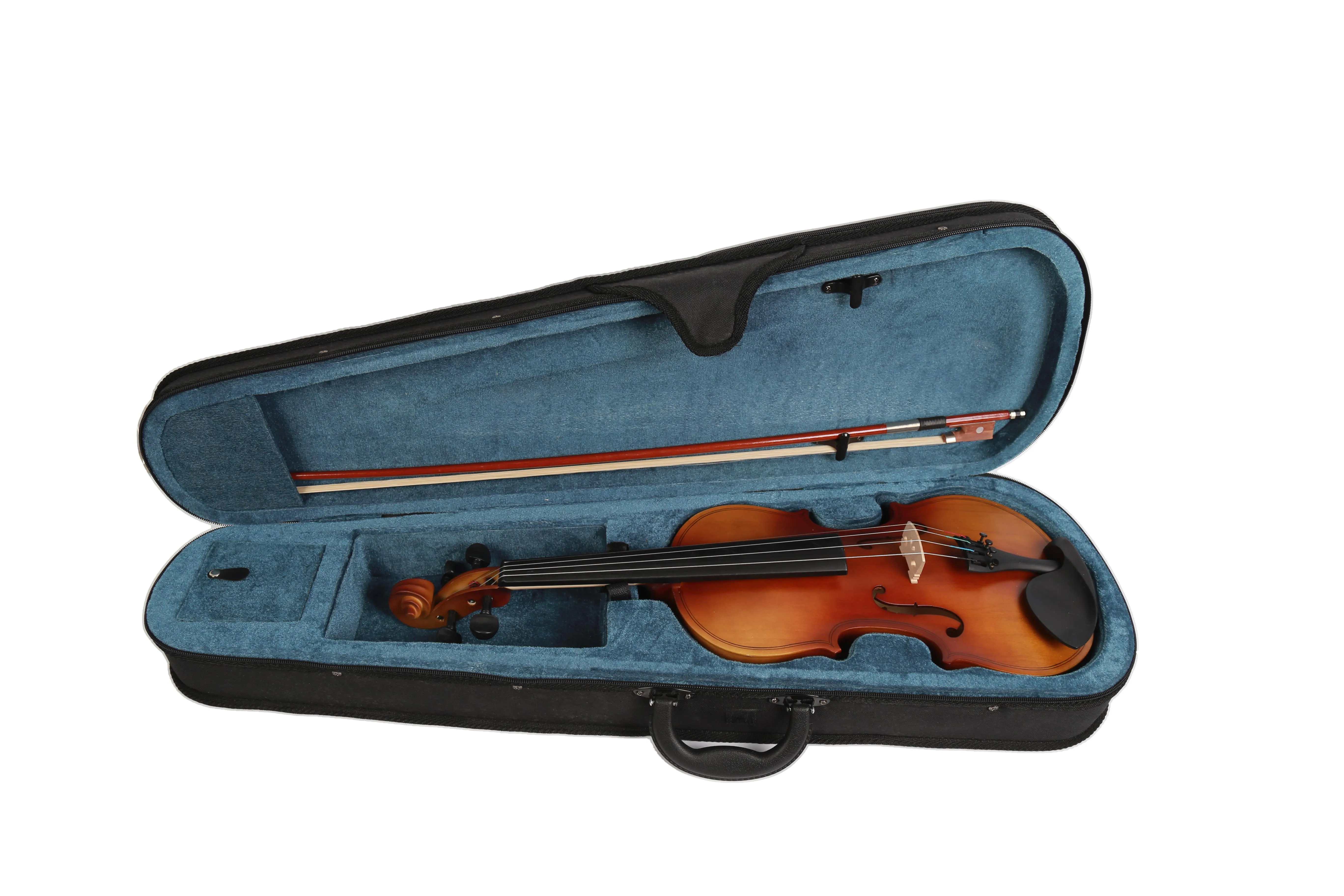 China Factory Customized 4/4-1/8 Handmade Beginner Student Violin with Octagonal Bow Laminated with Light Triangle case