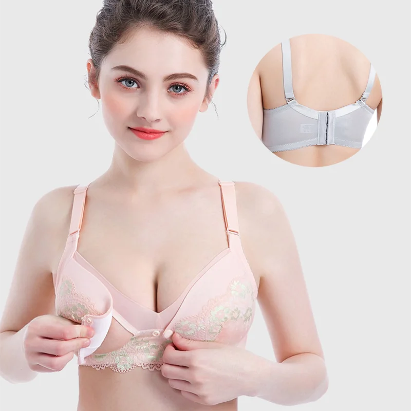 Wholesale Breathable Soft Lace Front Open Breastfeeding Plus Size Pregnant Maternity Bra