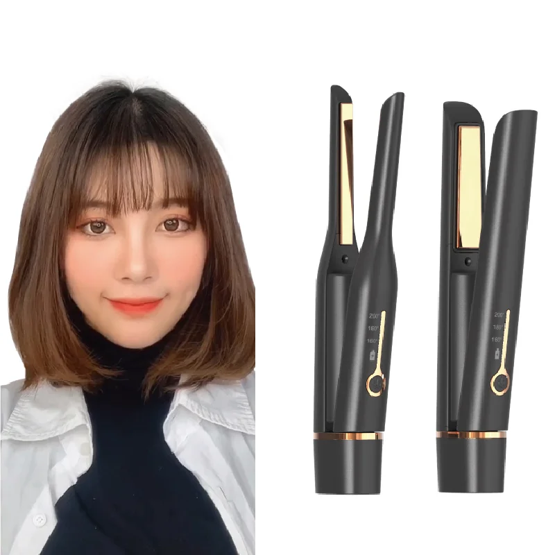 Rechargeable USB Small Ceramic 5000mA Battery 40 Minutes Portable Flat Iron Cordless Wireless MINI  Hair Straightener