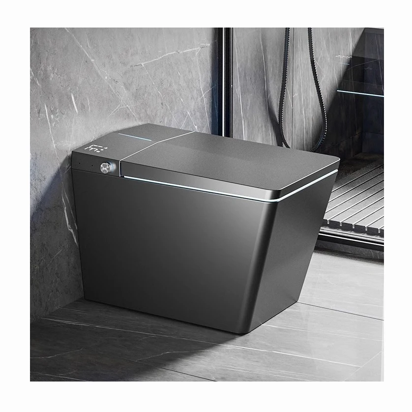 Modern high-end bathroom sanitary wares square electric intelligent toilet bowl automatic black smart toilet with bidet