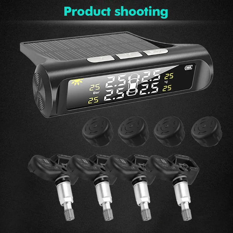 Factory Solar Wireless Truck Car Universal 4/6 Wheels Tire Pressure Monitoring System External Sensors