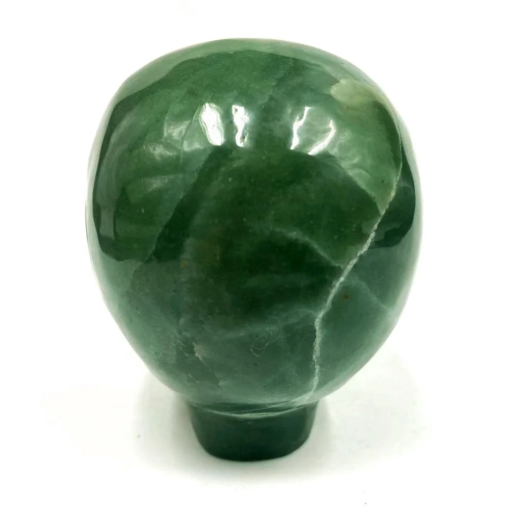 Оптовая продажа натуральный резанный вручную хрустальный череп инопланетянина народное ремесло зеленый авантюрин голова для украшения