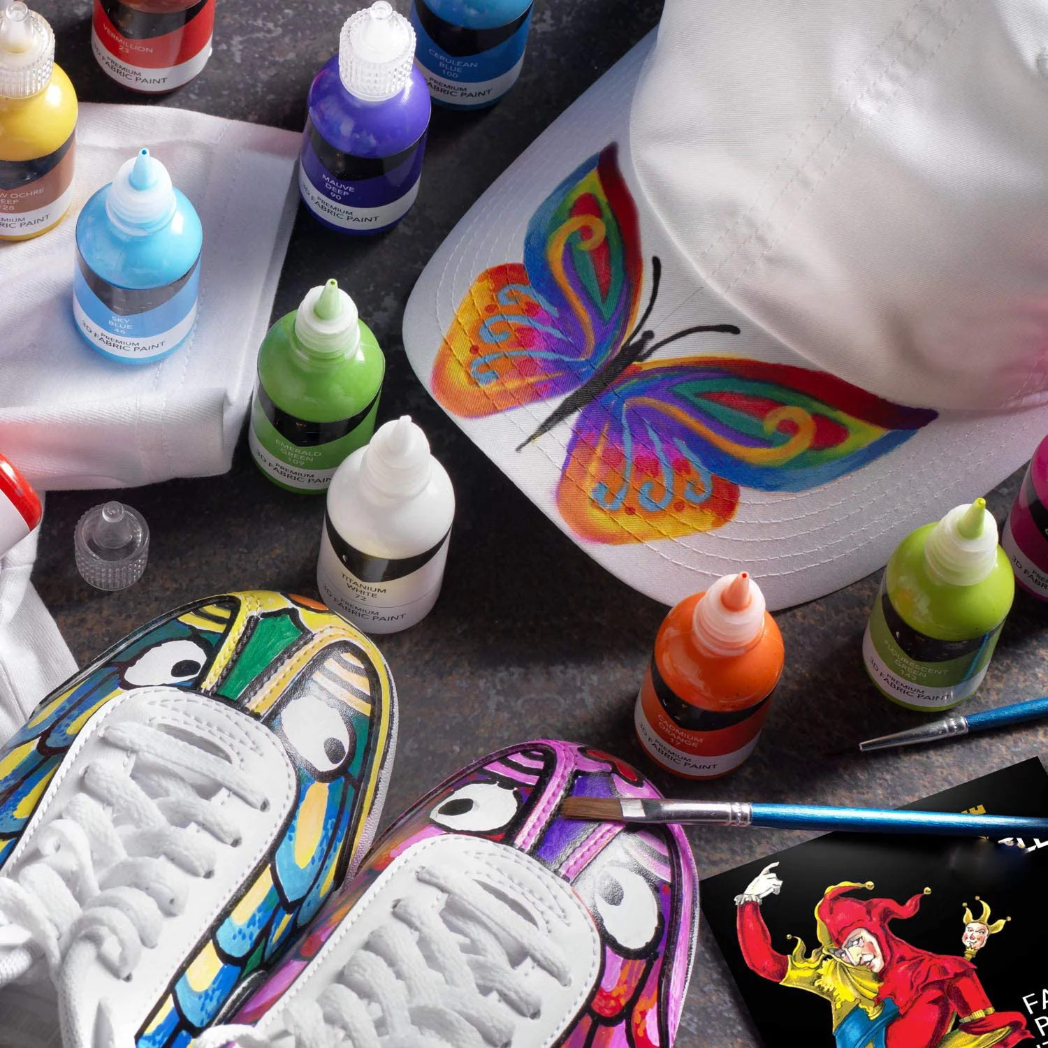 Paint for Fabric Custom 24 Colors 3D Fabric Color Paint Permanent Bottles Set With 3 Paint Brush