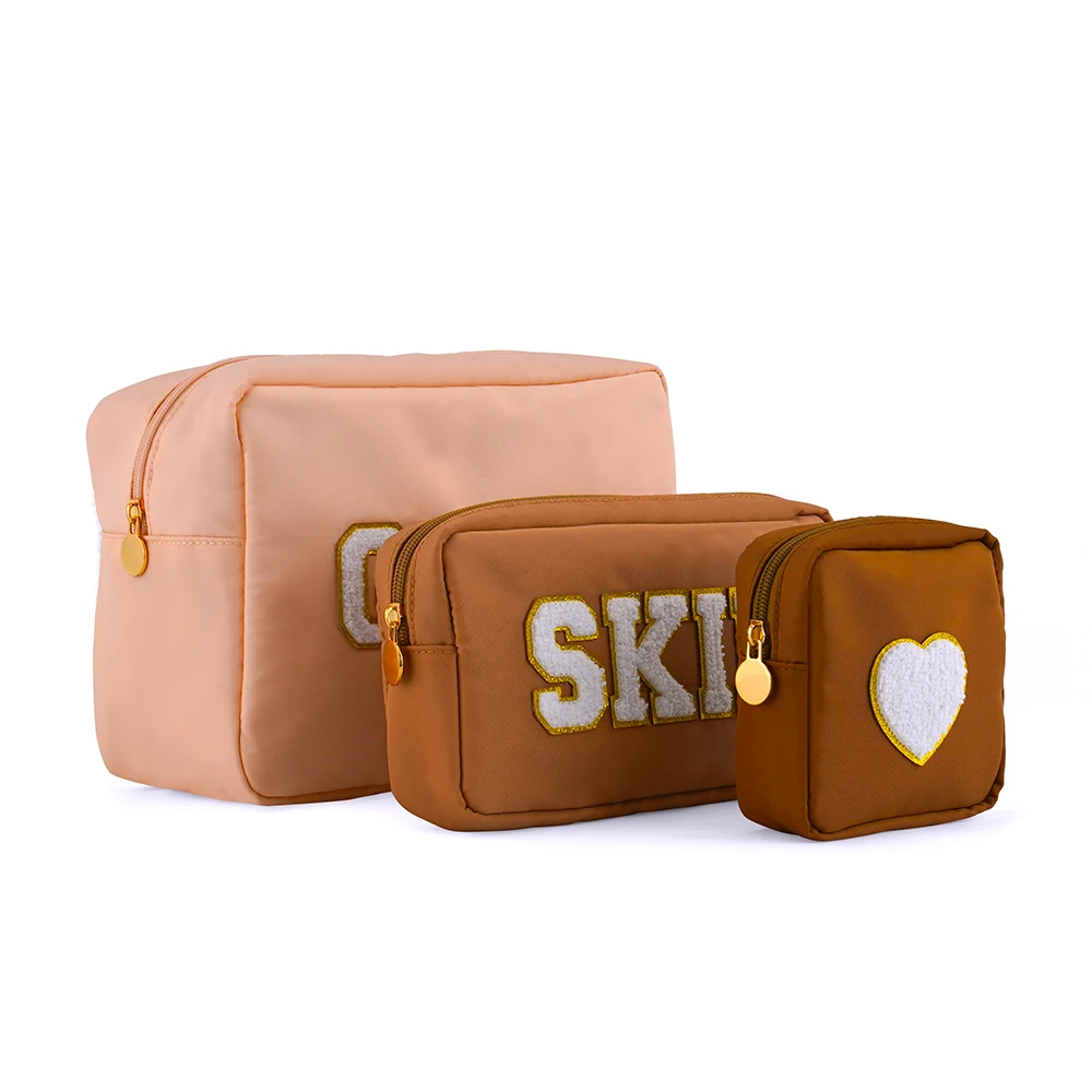 Makeup pouch  audited factory  Women travel embroidery large capacity  cosmetic toiletry bag  ladies nylon waterproof makeup bag